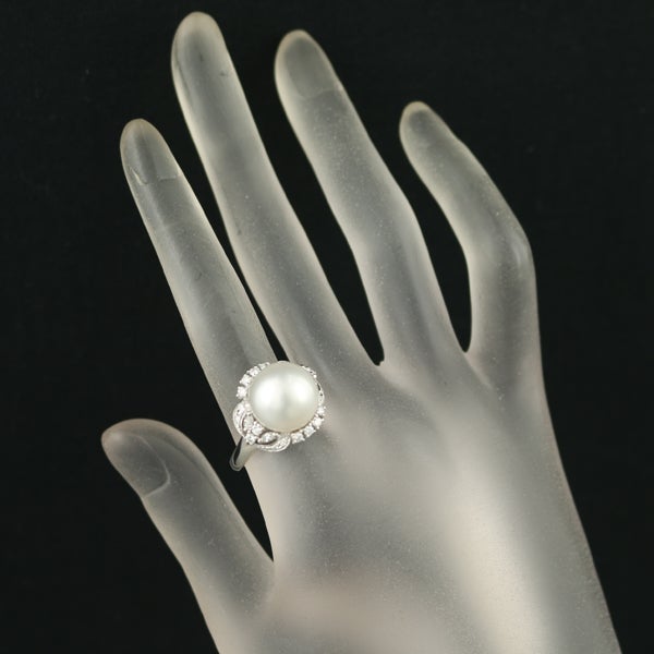 ミキモト リング 白蝶真珠 12.3mm ダイヤ 0.50ct  14号 Pt900 