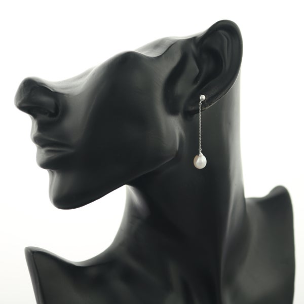 ティファニー ピアス パール 真珠 7.3mm  チェーン K18WG 