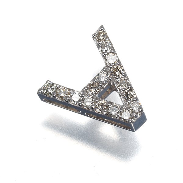 ライトブラウンダイヤ 0.32ct アルファベット イニシャル A  ペンダントトップ K18WG 