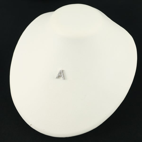 ライトブラウンダイヤ 0.32ct アルファベット イニシャル A  ペンダントトップ K18WG 