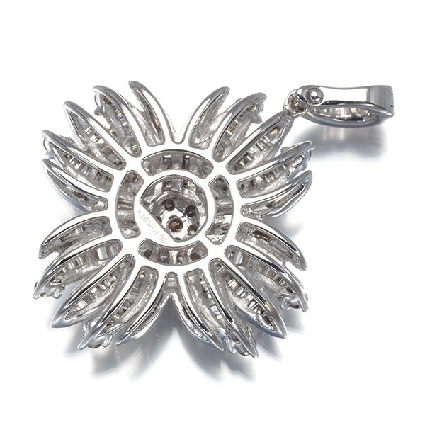 ブラウンダイヤ 1.00ct フラワー 2種カット  ペンダントトップ K18WG 