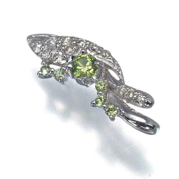 デマントイドガーネット 0.23ct  ダイヤ 0.11ct   ペンダントトップ K18WG 