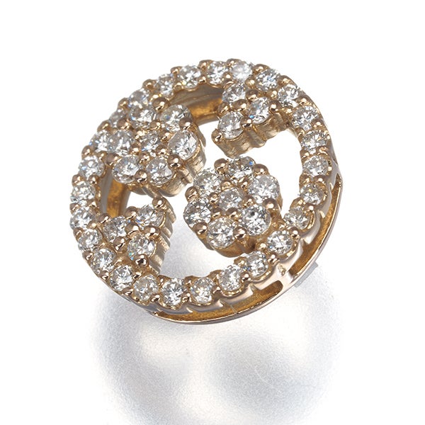 ダイヤ 0.50ct パヴェ フラワー  ペンダントトップ K18PG 