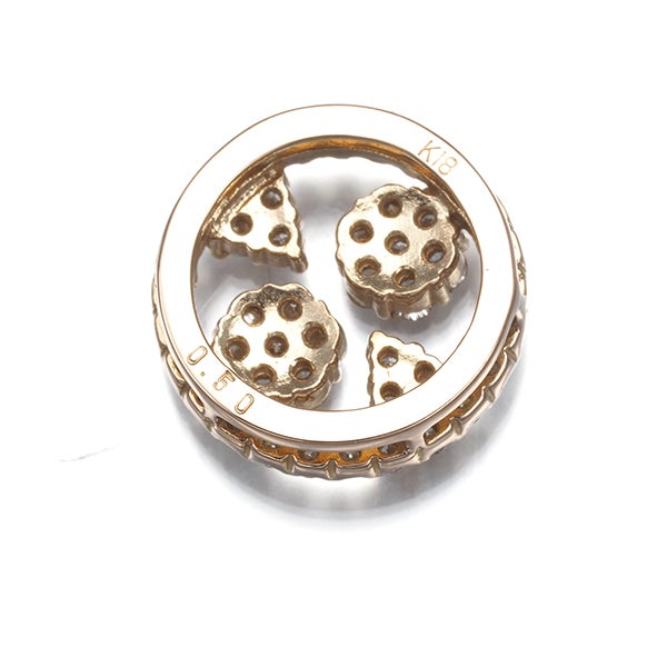ダイヤ 0.50ct パヴェ フラワー  ペンダントトップ K18PG 