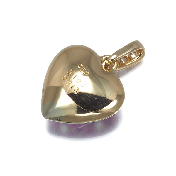 ピンクサファイア 1.05ct  ダイヤ 0.13ct ハート パヴェ  ペンダントトップ K18YG 