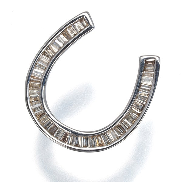 ブラウンダイヤ 0.22ct テーパーカット ホースシュー  ペンダントトップ K18WG 