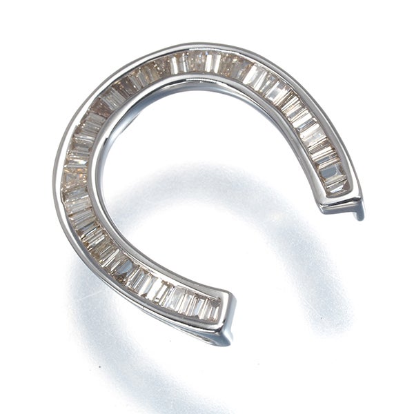 ブラウンダイヤ 0.22ct テーパーカット ホースシュー  ペンダントトップ K18WG 