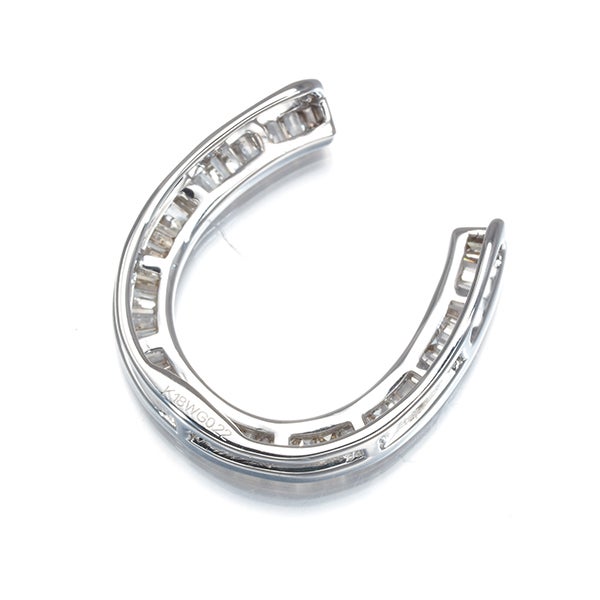 ブラウンダイヤ 0.22ct テーパーカット ホースシュー  ペンダントトップ K18WG 