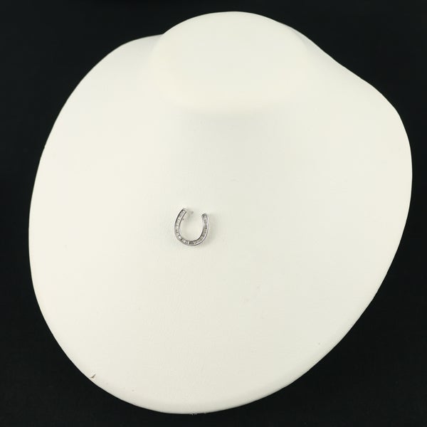 ブラウンダイヤ 0.22ct テーパーカット ホースシュー  ペンダントトップ K18WG 