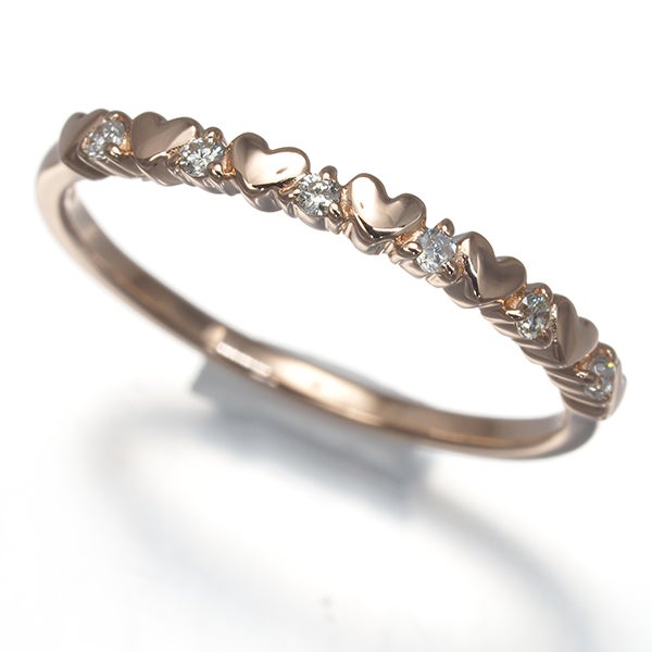 エテ リング ダイヤ 0.03ct  ハート ピンキー 5号 K10PG 