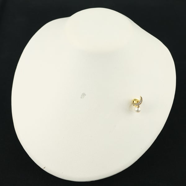 ミキモト ブローチ パール アコヤ真珠 7.0mm  ダイヤ  ムーン K18YG/合金 