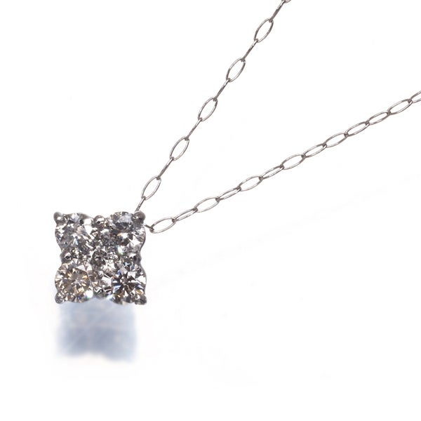 ライトブラウンダイヤ 0.30ct  フラワー ネックレス Pt900/Pt850 