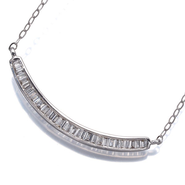 ダイヤ 0.20ct テーパー 2種カット  ネックレス K18WG 