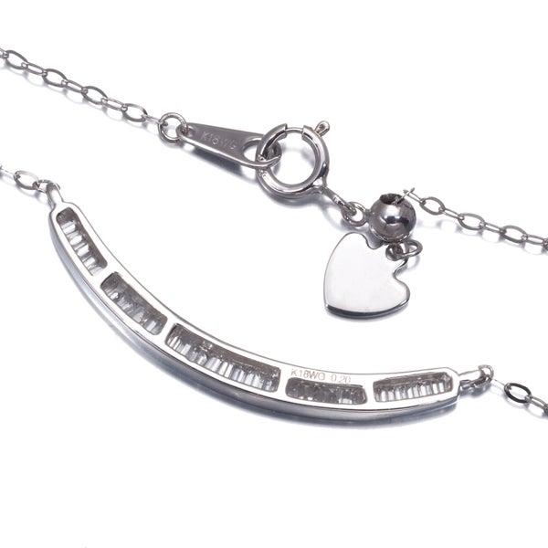 ダイヤ 0.20ct テーパー 2種カット  ネックレス K18WG 