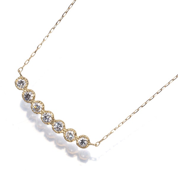 ダイヤ 0.20ct ミルグレイン  ネックレス K18YG 