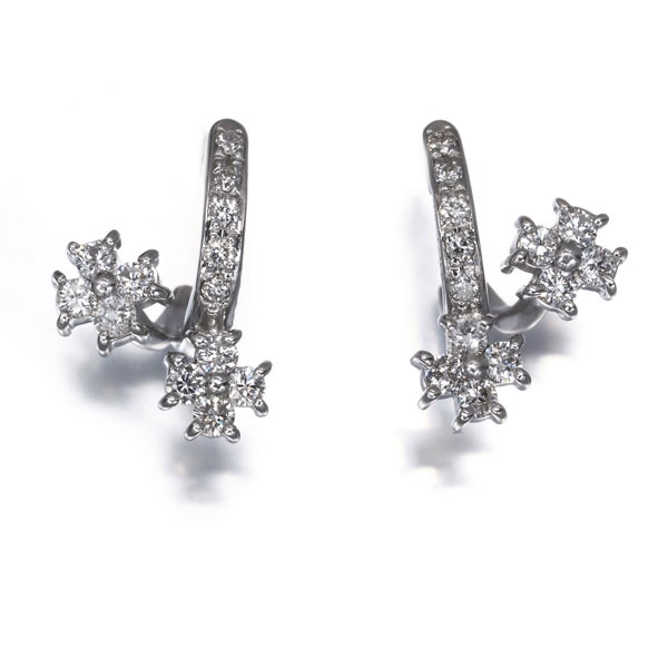 ダイヤ 0.25ct/0.25ct フラワー  ピアス K18WG 