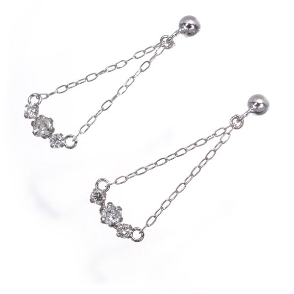 ダイヤ 0.09ct/0.09ct 3P  ピアス K18WG 