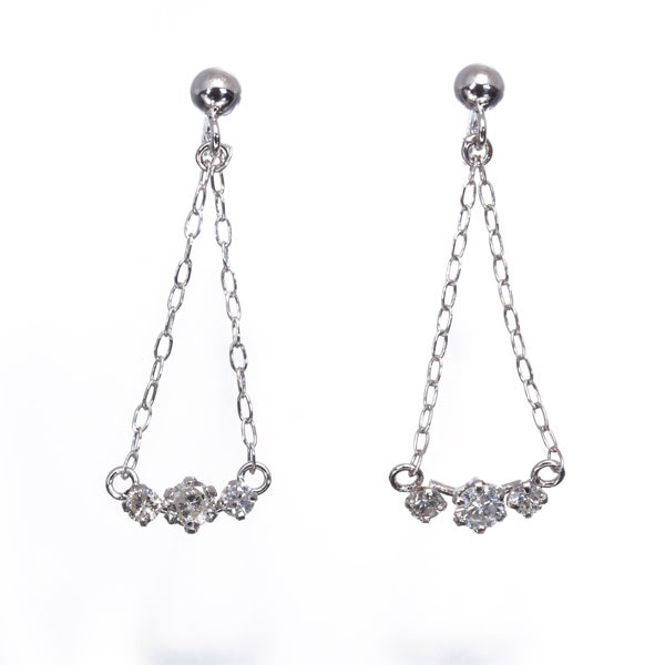 ダイヤ 0.09ct/0.09ct 3P  ピアス K18WG 
