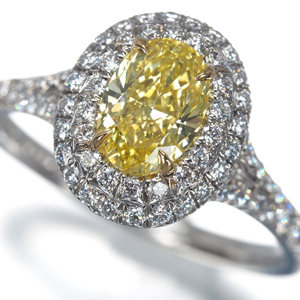 ティファニー リング イエロー ダイヤ 0.92ct ソレスト ダブルハロー 11号 Pt950/K18YG 箱