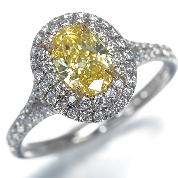 ティファニー リング イエロー ダイヤ 0.92ct ソレスト ダブルハロー 11号 Pt950/K18YG 箱