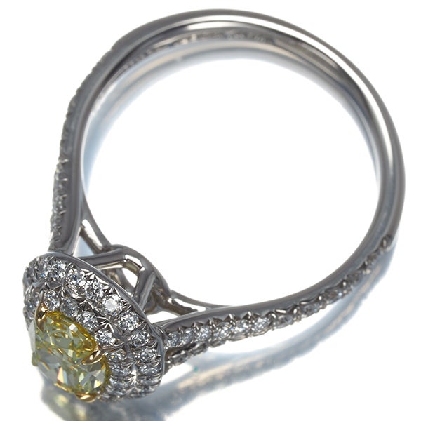 ティファニー リング イエロー ダイヤ 0.92ct ソレスト ダブルハロー 11号 Pt950/K18YG 箱