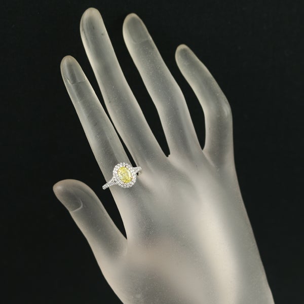 ティファニー リング イエロー ダイヤ 0.92ct ソレスト ダブルハロー 11号 Pt950/K18YG 箱