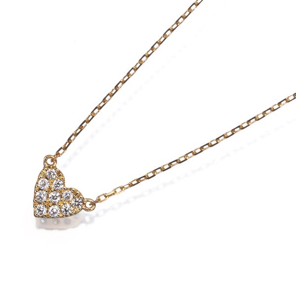 アーカー ネックレス ダイヤ 0.05ct ハートパヴェ  K18YG 