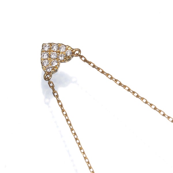 アーカー ネックレス ダイヤ 0.05ct ハートパヴェ  K18YG 