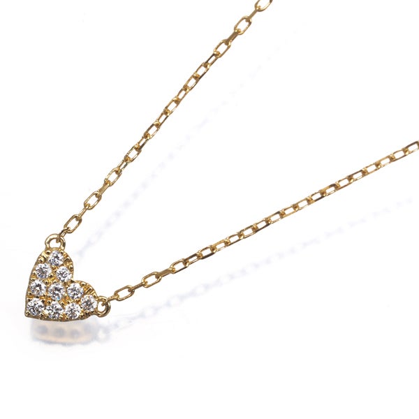 アーカー ネックレス ダイヤ 0.05ct ハートパヴェ  K18YG 