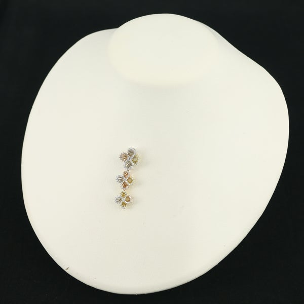 ダイヤ 0.79ct スリーカラー フラワー  ペンダントトップ K18YG/WG/PG ソーティング