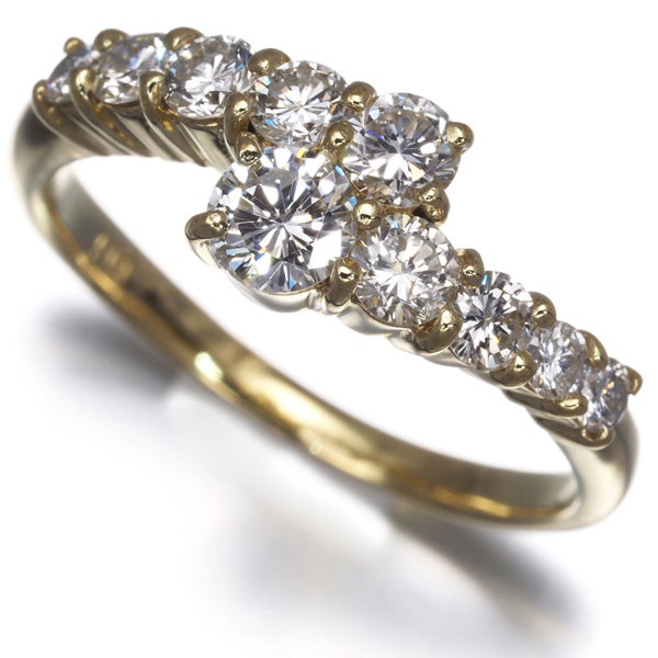  ダイヤ 1.02ct 10P  リング K18YG 