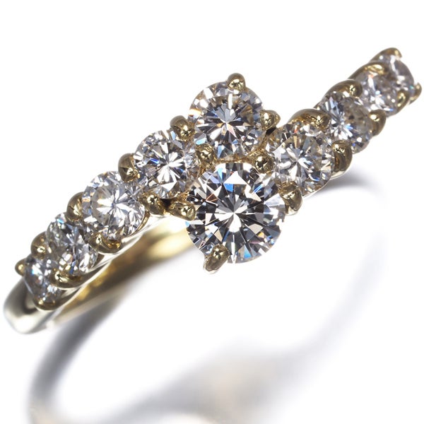  ダイヤ 1.02ct 10P  リング K18YG 