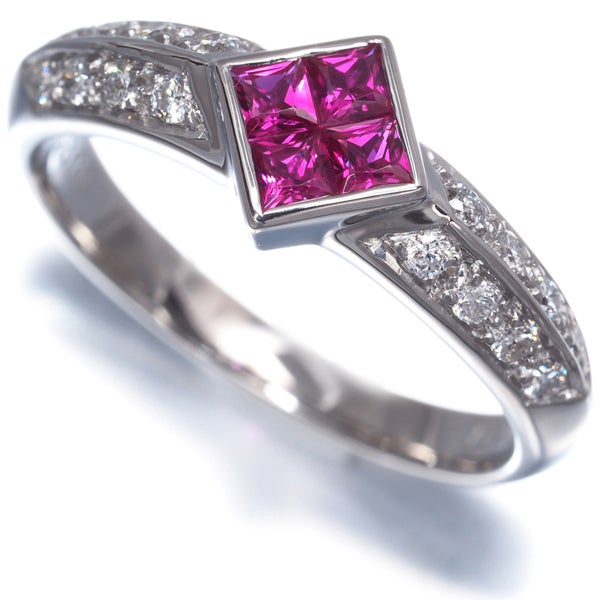  ルビー 0.31ct  ダイヤ 0.20ct  ミステリーセッティング リング Pt900 ソーティング