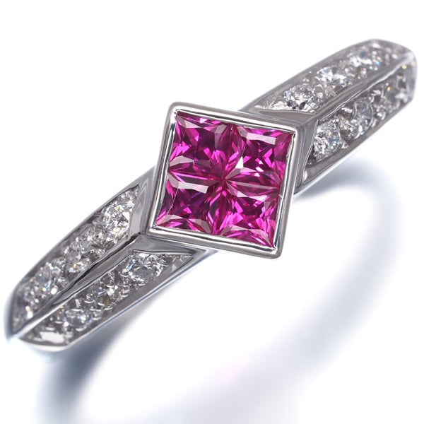  ルビー 0.31ct  ダイヤ 0.20ct  ミステリーセッティング リング Pt900 ソーティング