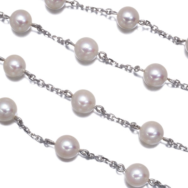 ミキモト ネックレス  アコヤ真珠 5.0-5.3mm  ステーション ロング K18WG/Pt950 