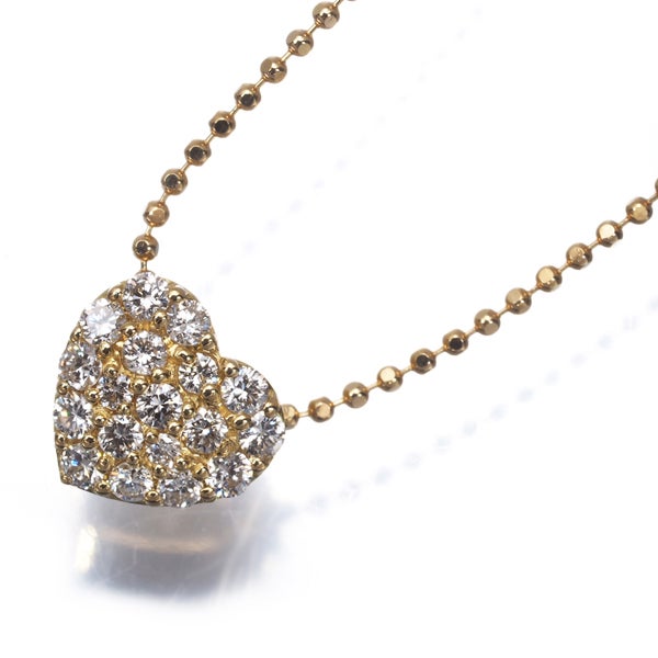 ポンテヴェキオ ネックレス  ダイヤ 0.30ct  ハート パヴェ K18YG 