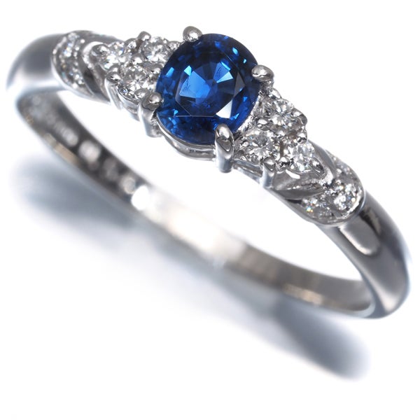 タサキ リング  サファイア 0.54ct  ダイヤ 0.11ct  16号 Pt900 ソーティング