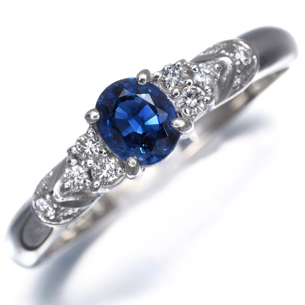 タサキ リング  サファイア 0.54ct  ダイヤ 0.11ct  16号 Pt900 ソーティング