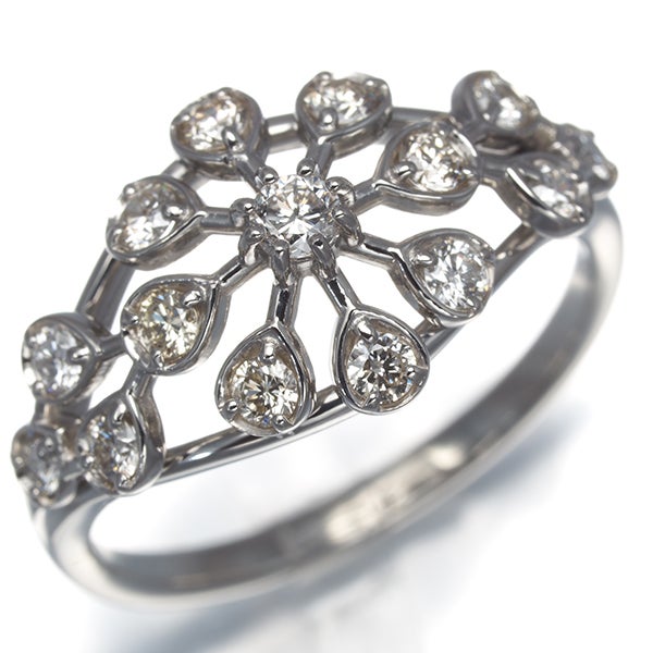  ダイヤ 0.46ct フラワー  リング Pt900 