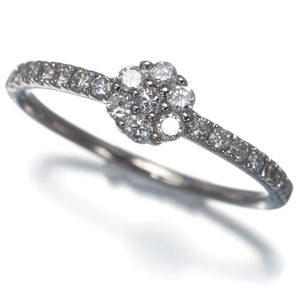  ダイヤ 0.30ct フラワー  リング K18WG 