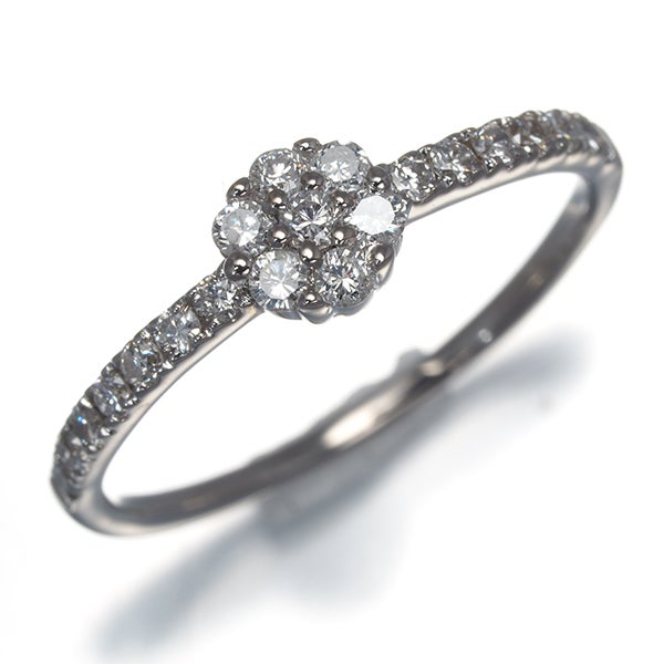  ダイヤ 0.30ct フラワー  リング K18WG 