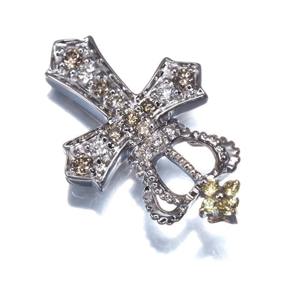 笠原真寿美 ペンダントトップ サファイア 0.05ct  ダイヤ 0.15ct  クロス クラウン K18WG