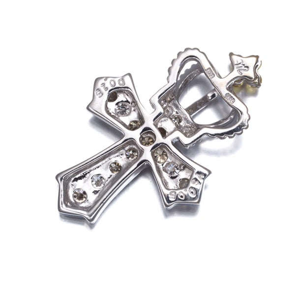 笠原真寿美 ペンダントトップ サファイア 0.05ct  ダイヤ 0.15ct  クロス クラウン K18WG