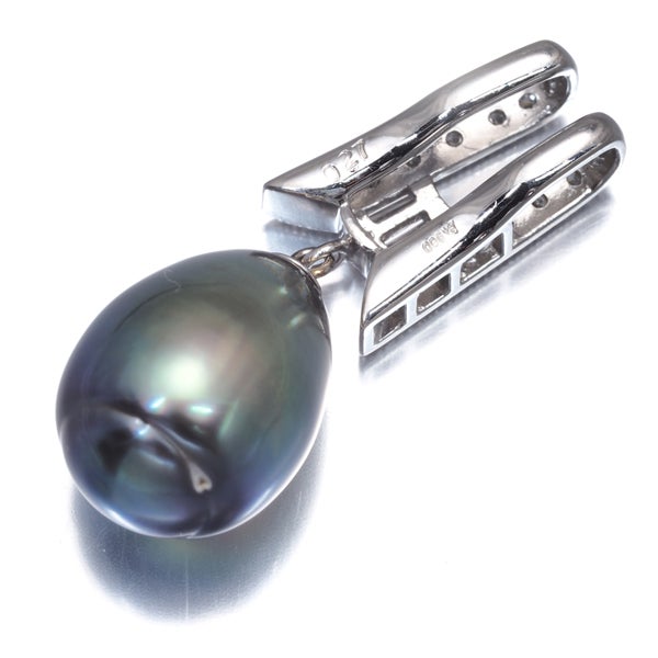 ブラック 黒蝶真珠 11.6mm  ダイヤ 0.27ct 2種カット  ペンダントトップ Pt900 