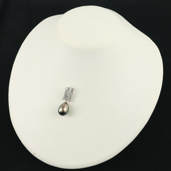 ブラック 黒蝶真珠 11.6mm  ダイヤ 0.27ct 2種カット  ペンダントトップ Pt900 