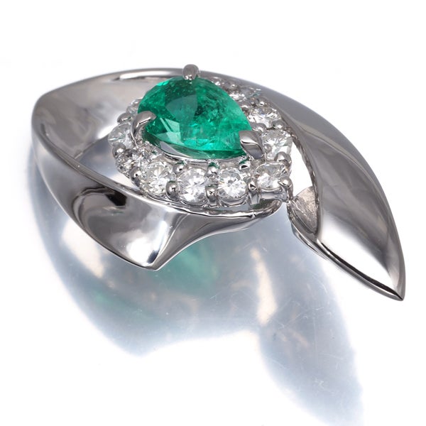  エメラルド 0.93ct  ダイヤ 0.47ct   ペンダントトップ Pt900 ソーティング
