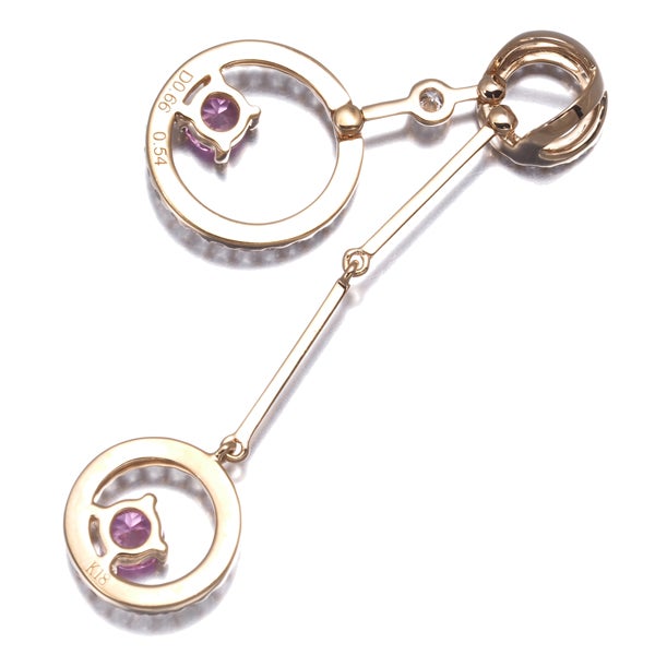 ピンク サファイア 0.54ct ダイヤ 0.66ct トリプルサークル 揺れる  ペンダントトップ K18PG 