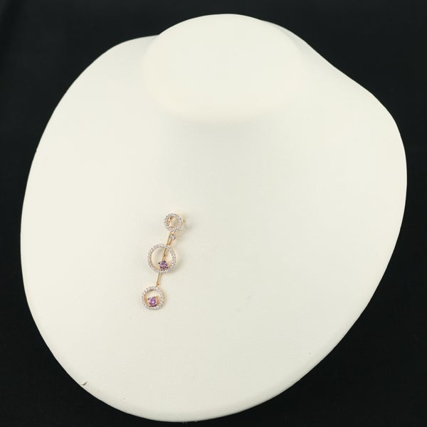 ピンク サファイア 0.54ct ダイヤ 0.66ct トリプルサークル 揺れる  ペンダントトップ K18PG 