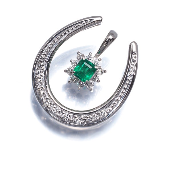  エメラルド 0.17ct  ダイヤ 0.24ct ホースシュー 3WAY  ペンダントトップ Pt900 