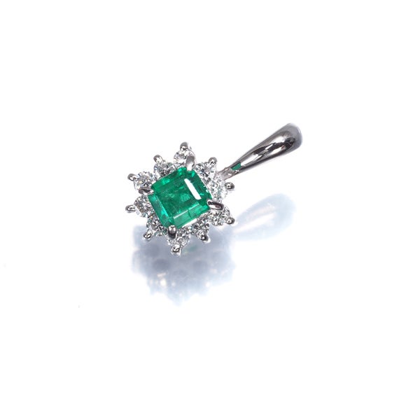  エメラルド 0.17ct  ダイヤ 0.24ct ホースシュー 3WAY  ペンダントトップ Pt900 